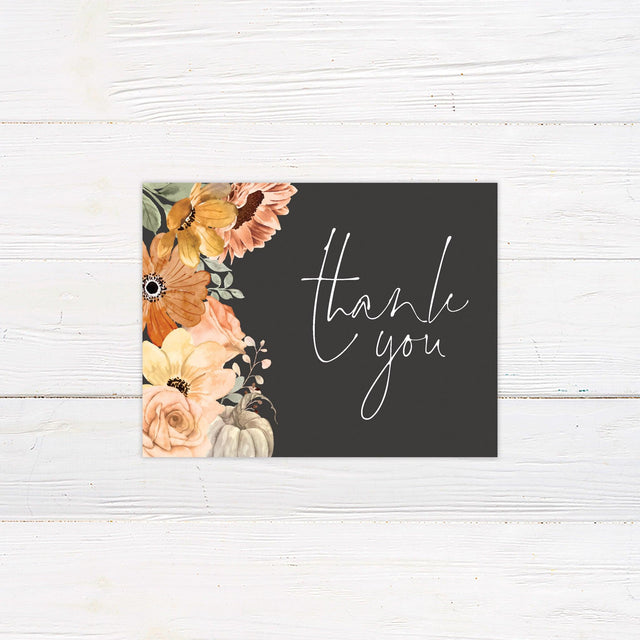 Fall Floral Thank You Card - goprintplus