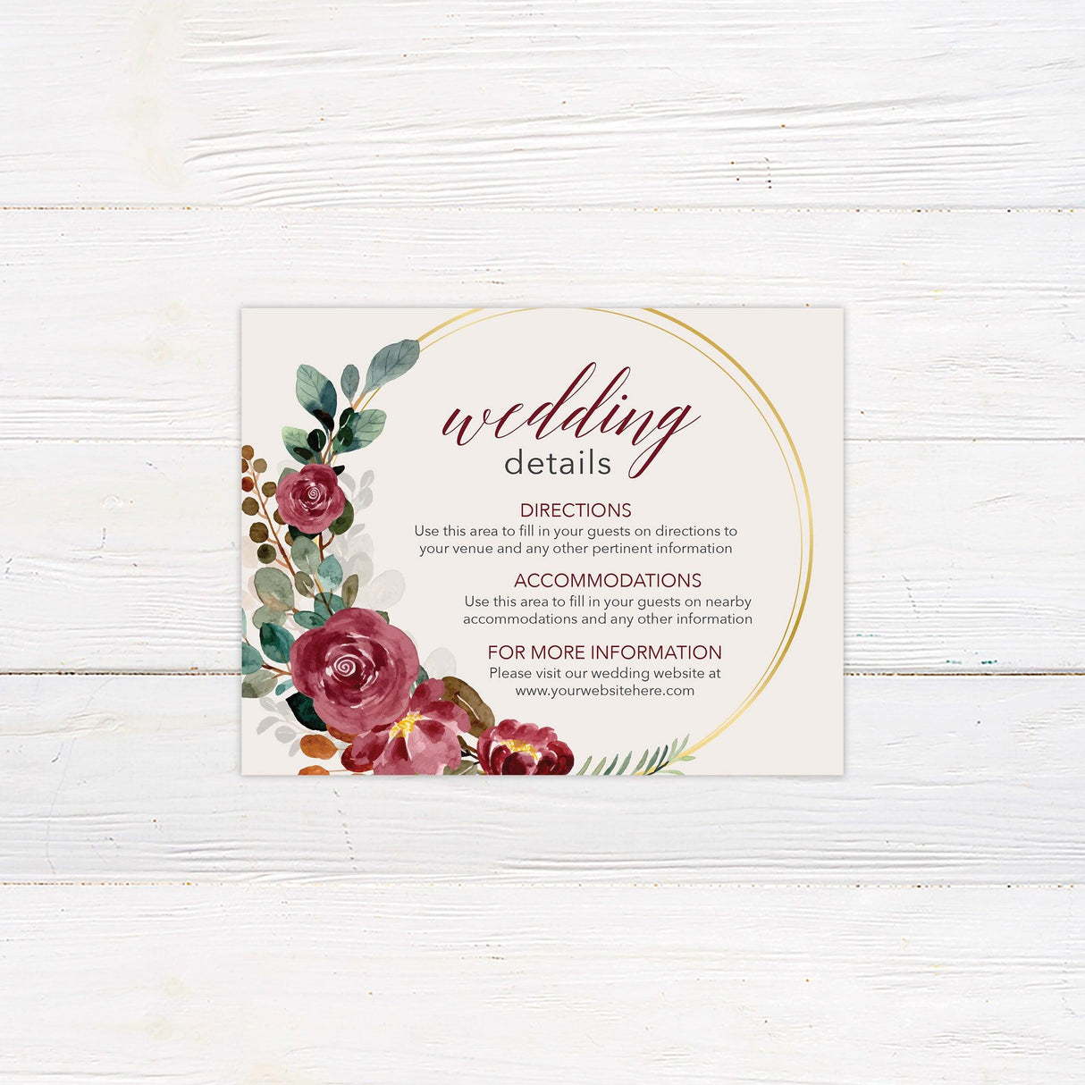 Fall Floral Wreath Details Cards - goprintplus