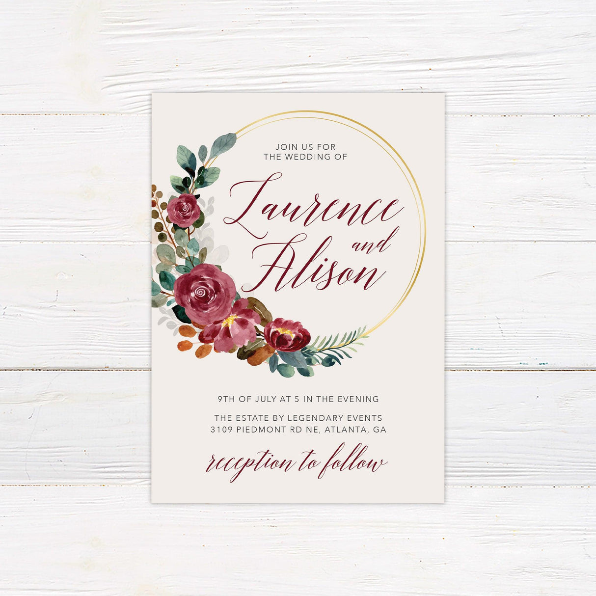 Fall Floral Wreath Invitations - goprintplus