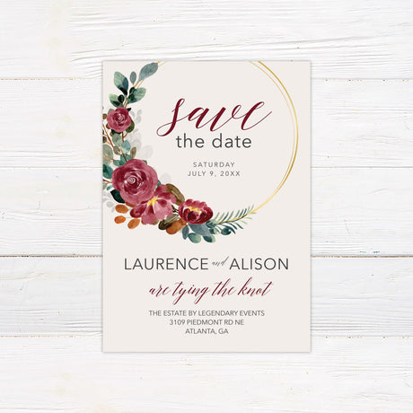 Fall Floral Wreath Save The Date - goprintplus