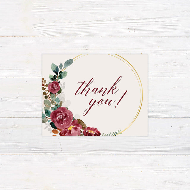 Fall Floral Wreath Thank You Card - goprintplus