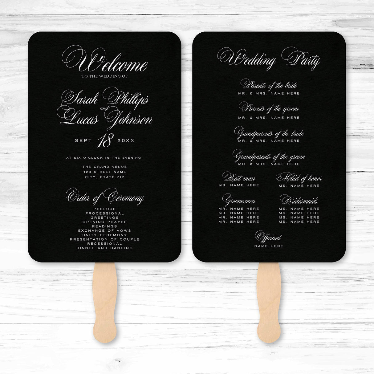 Specialty Paper Wedding or Event Program Fans