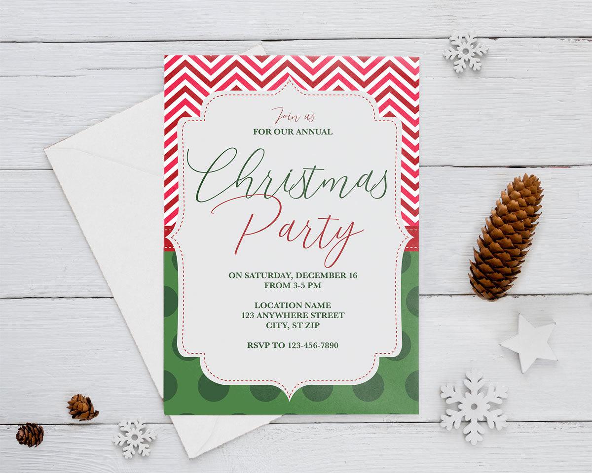 Festive Chevron Christmas Invitation - goprintplus