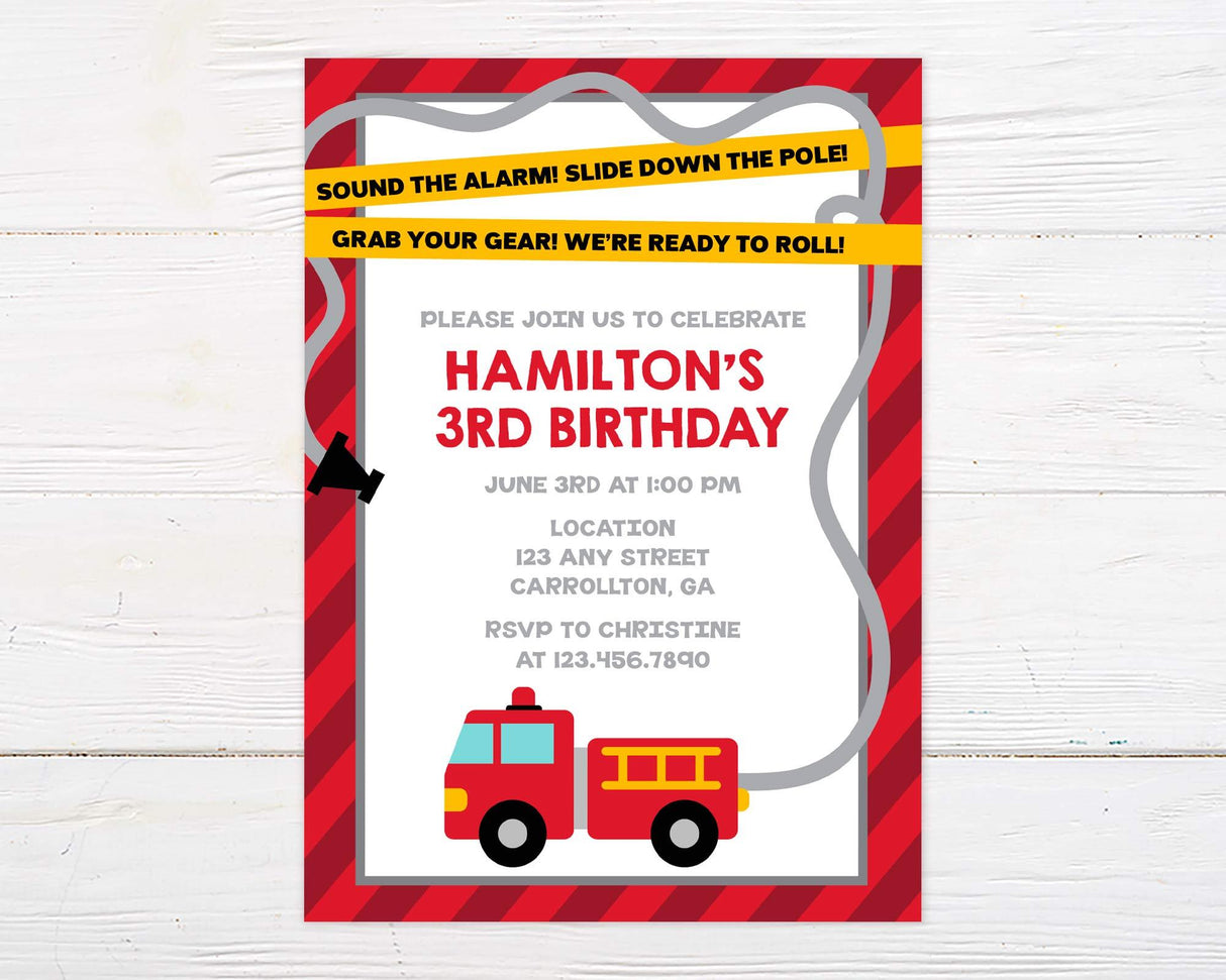 Fire Truck Birthday Invitation - goprintplus