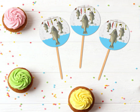 Fishing Birthday Cupcake Topper - goprintplus