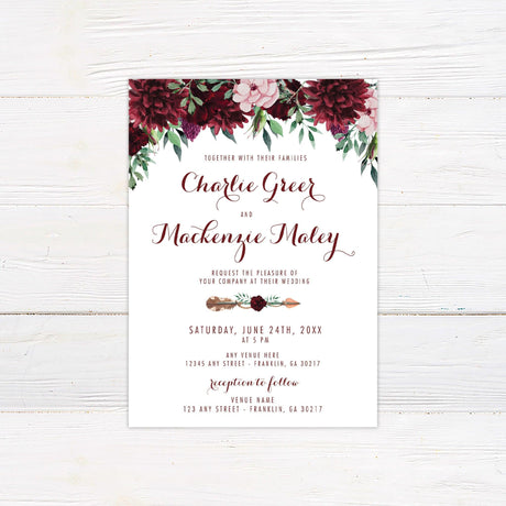 Floral Arrow Invitations - goprintplus