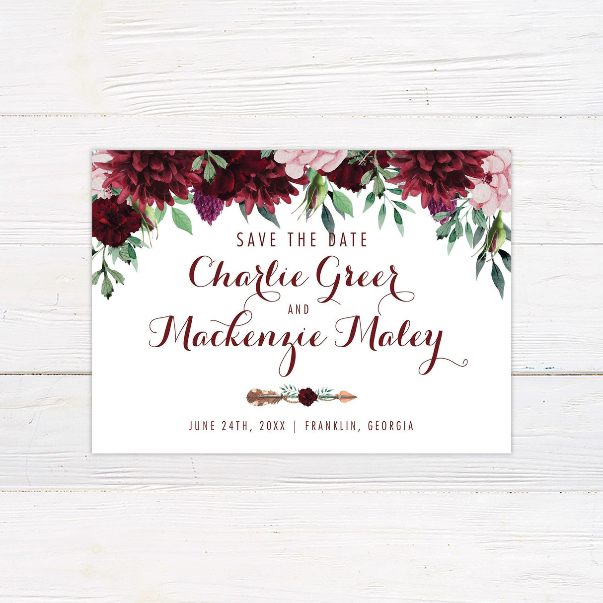 Floral Arrow Invitations - goprintplus