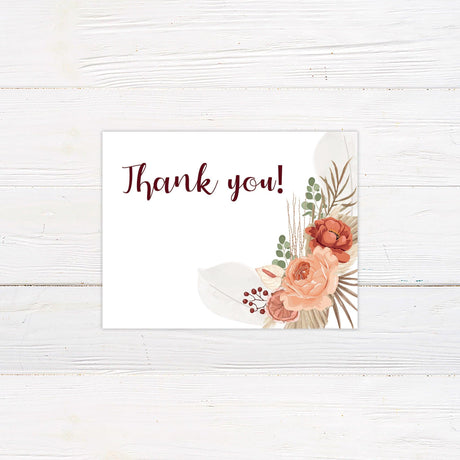 Floral Boho Thank You Card - goprintplus