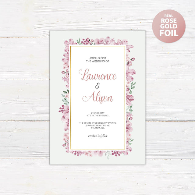 Floral Frame Foil Invitation - goprintplus