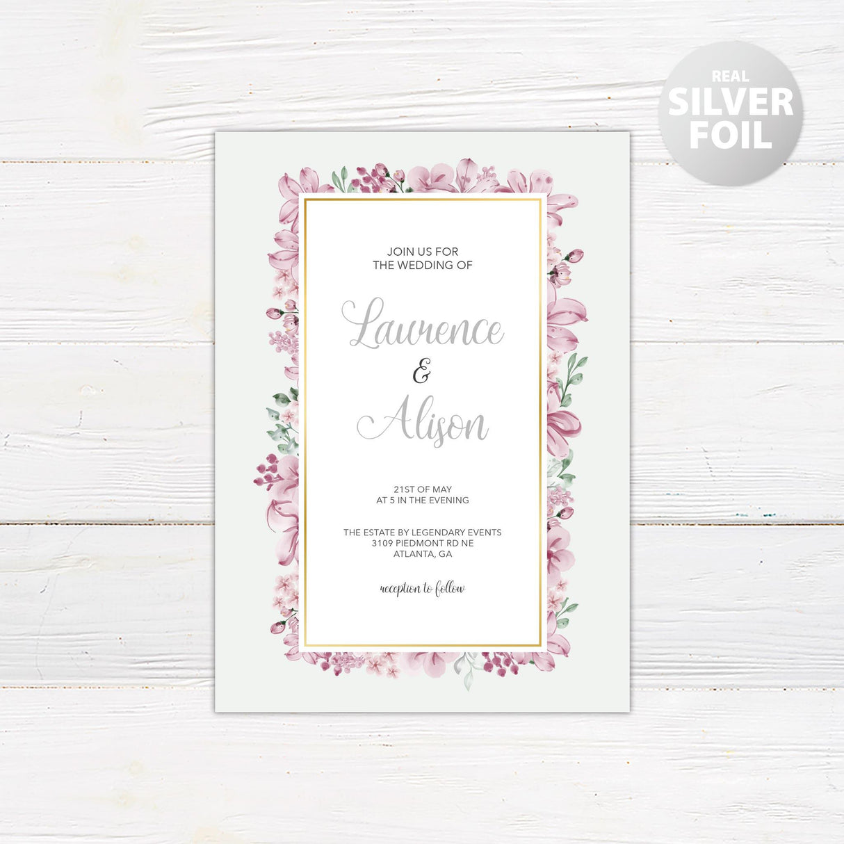 Floral Frame Foil Invitation - goprintplus