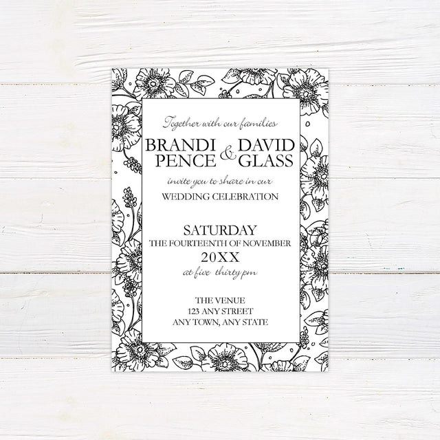 Floral Sketch Invitations - goprintplus