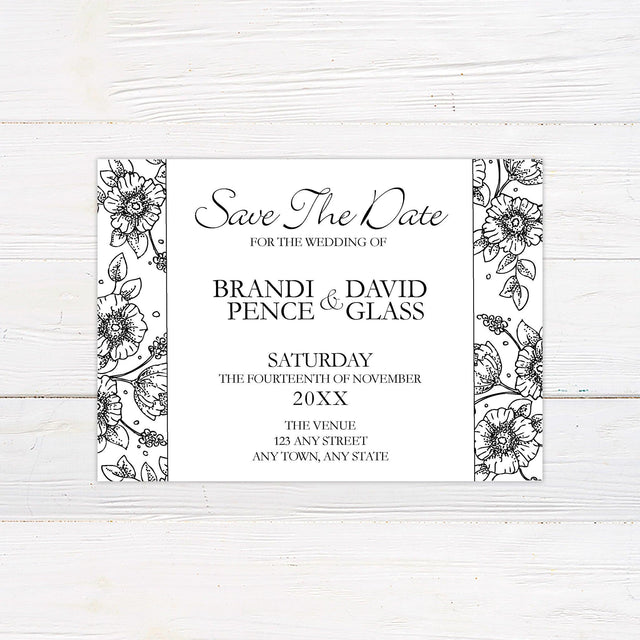 Floral Sketch Save The Date - goprintplus