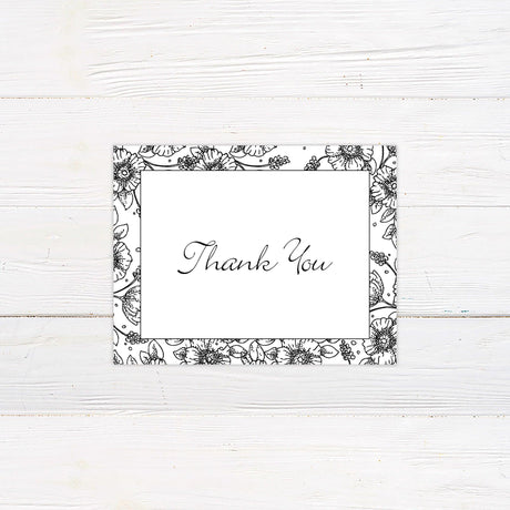 Floral Sketch Thank You Card - goprintplus