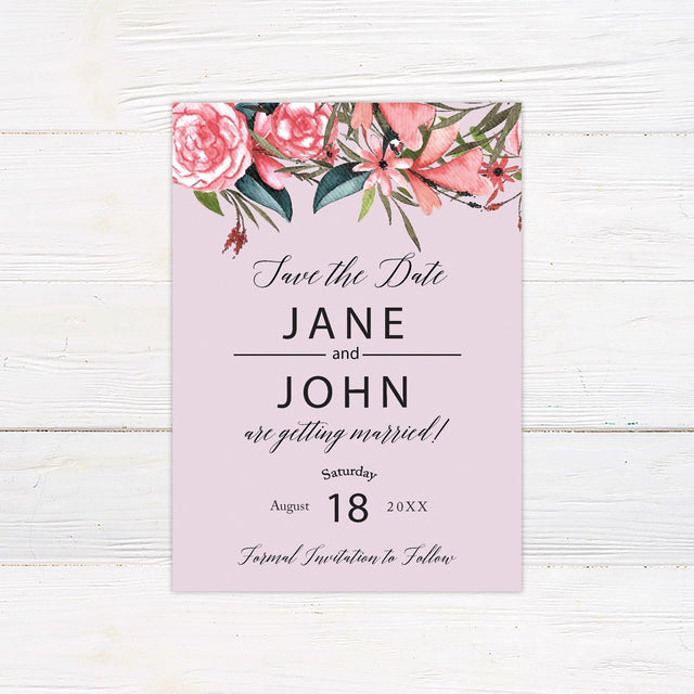 Floral Suede Save The Date - goprintplus