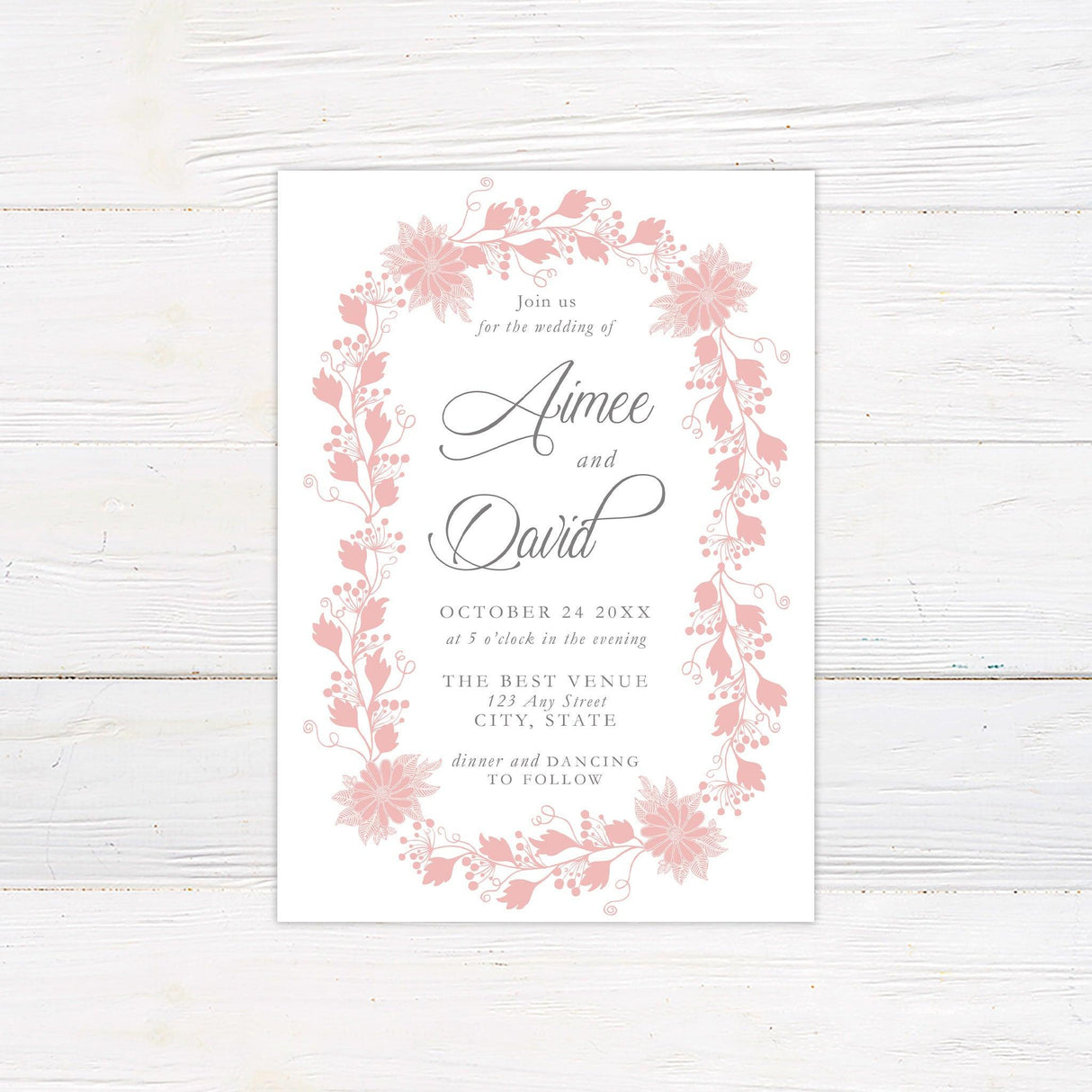 Floral Wreath Invitations - goprintplus