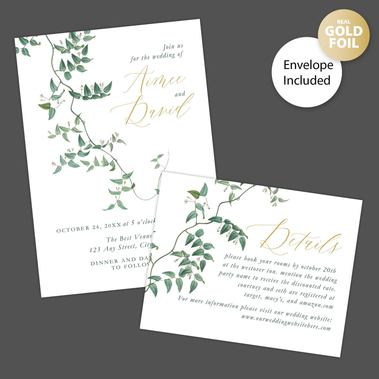 Flowering Vine Foil Invitation - goprintplus