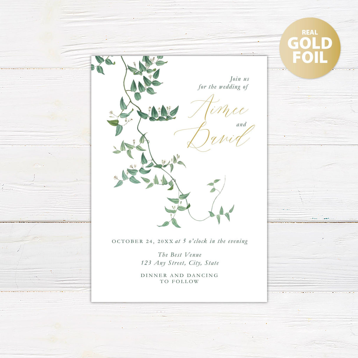 Flowering Vine Foil Invitation - goprintplus