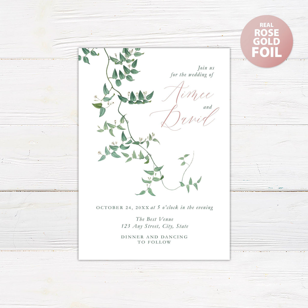 Flowering Vine Foil Invitation - goprintplus