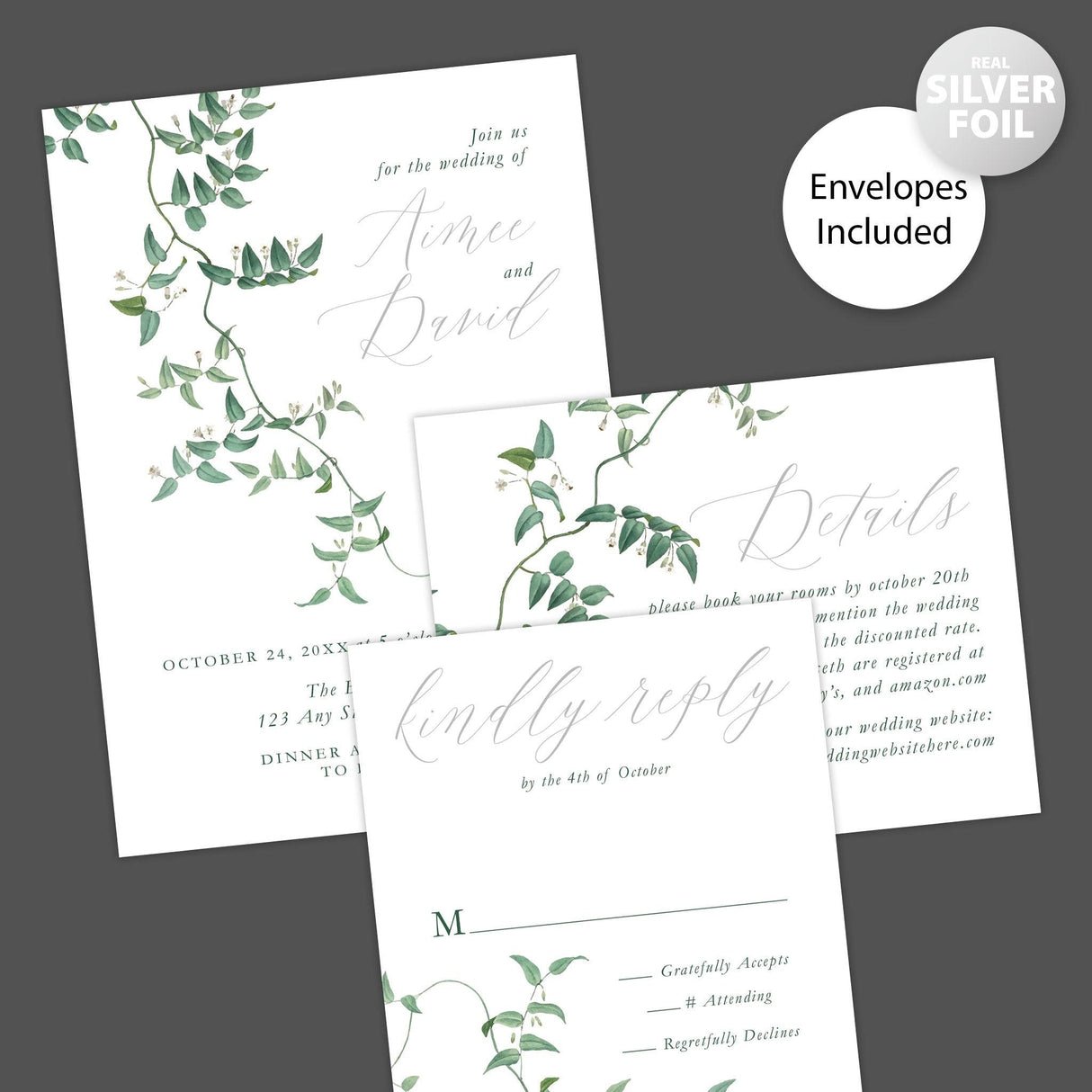 Flowering Vine Foil Invitation - goprintplus