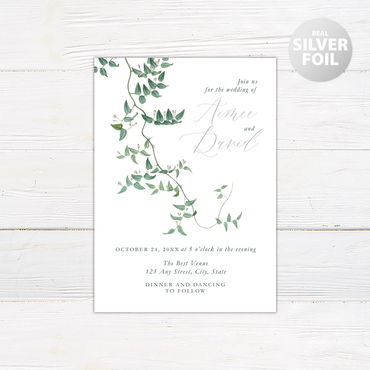 Flowering Vine Foil Invitation - goprintplus