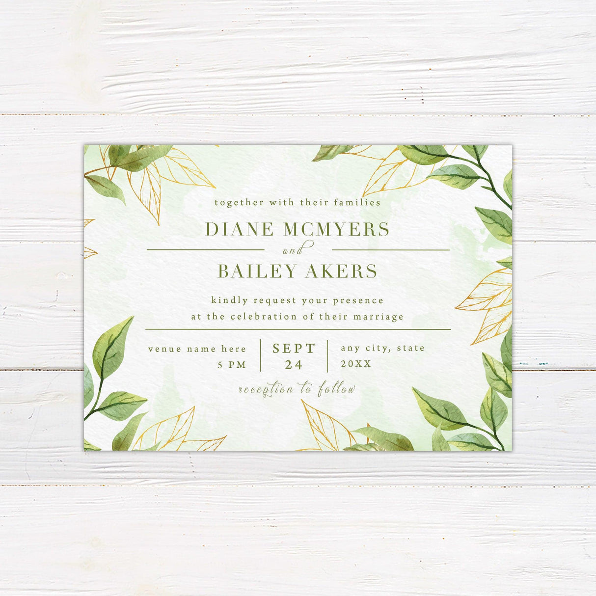 Fresh Leaves Invitations - goprintplus