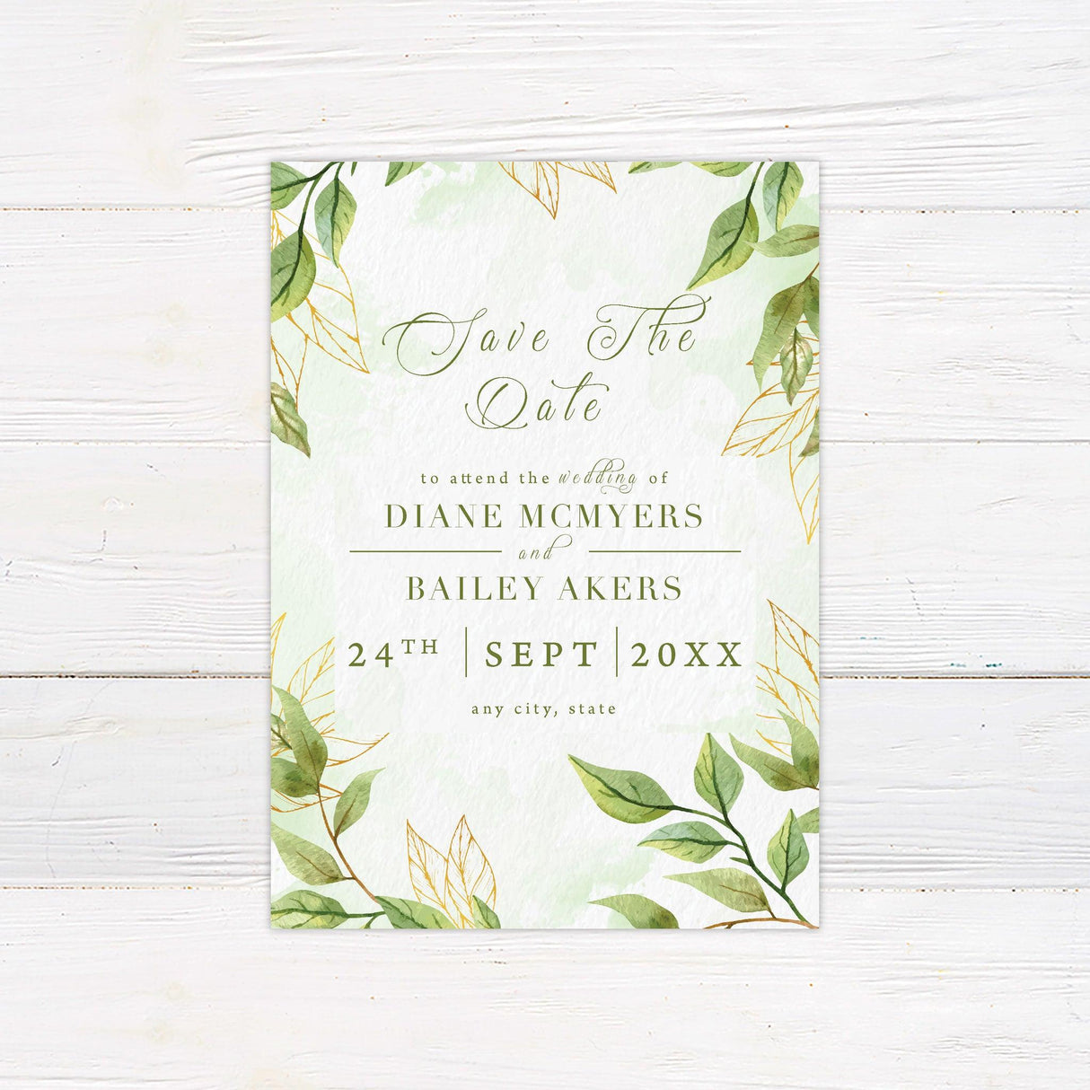 Fresh Leaves Save The Date - goprintplus