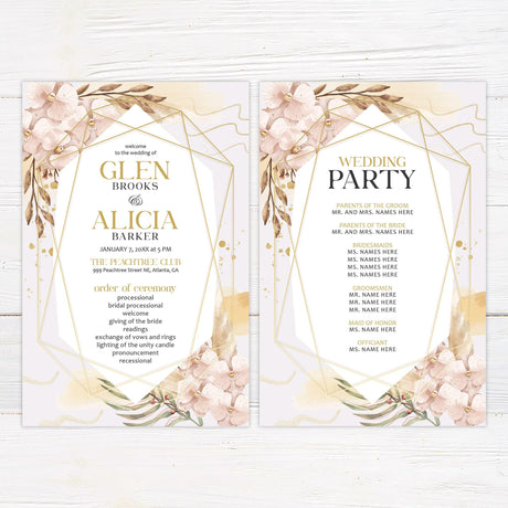 Geometric Boho Floral Invitations - goprintplus