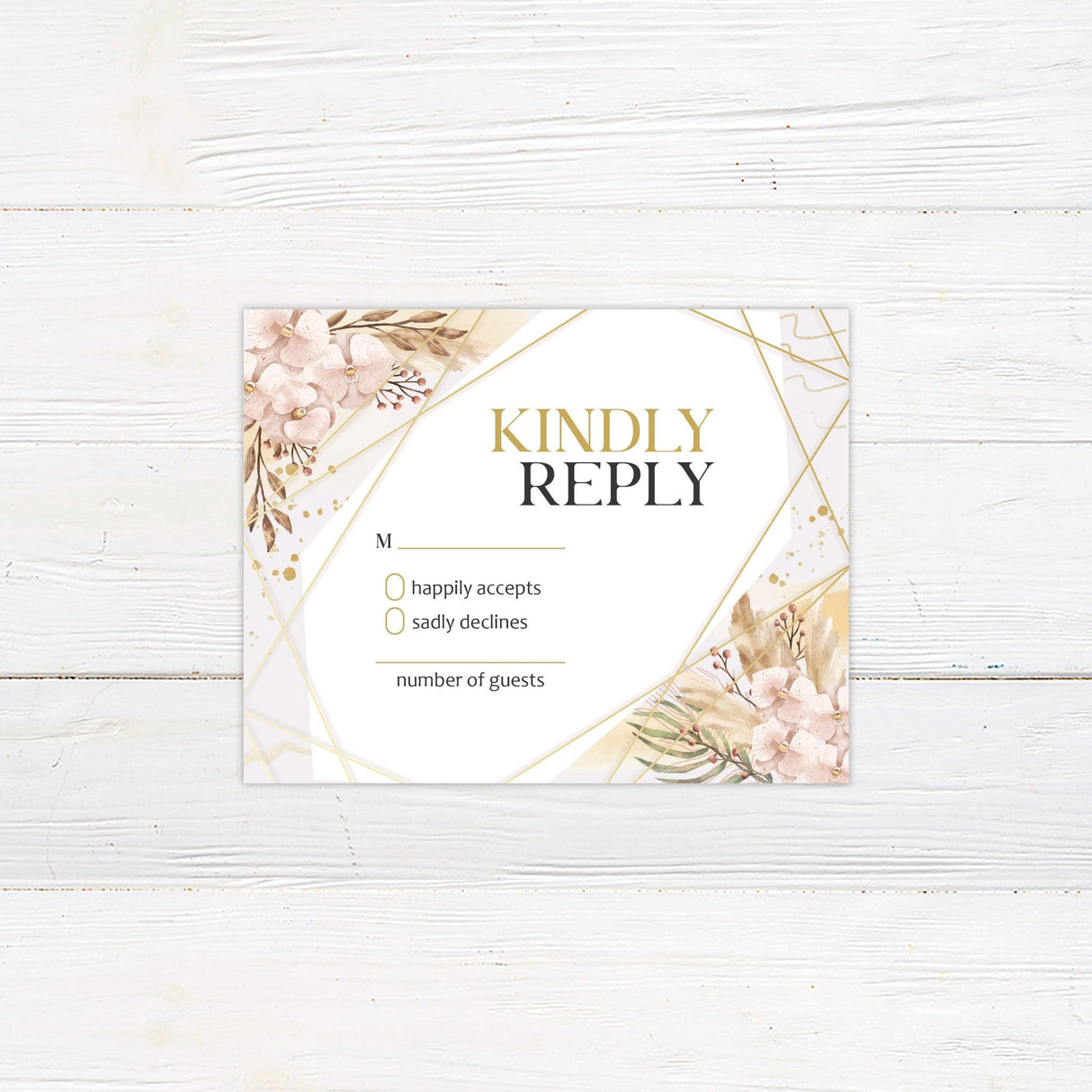 Geometric Boho Floral RSVP - goprintplus