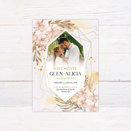 Geometric Boho Floral Invitations - goprintplus