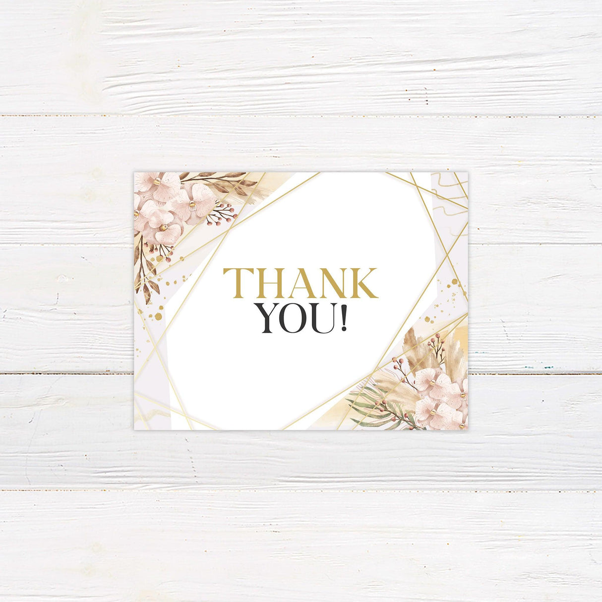 Geometric Boho Floral Thank You Card - goprintplus