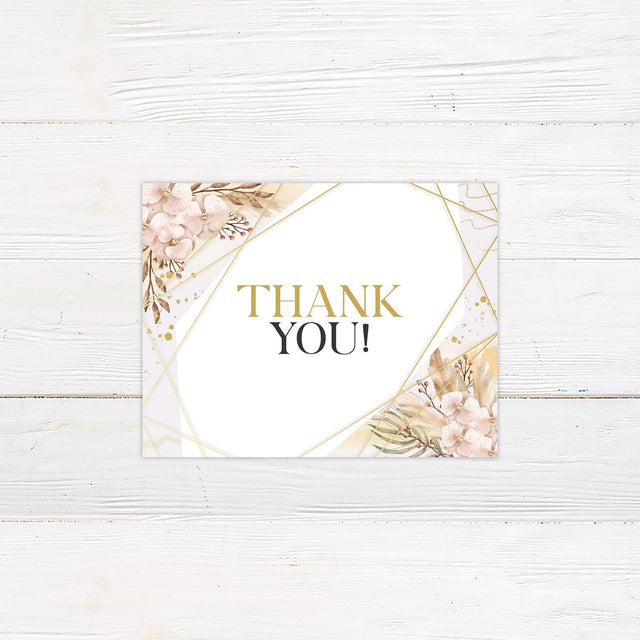 Geometric Boho Floral Thank You Card - goprintplus