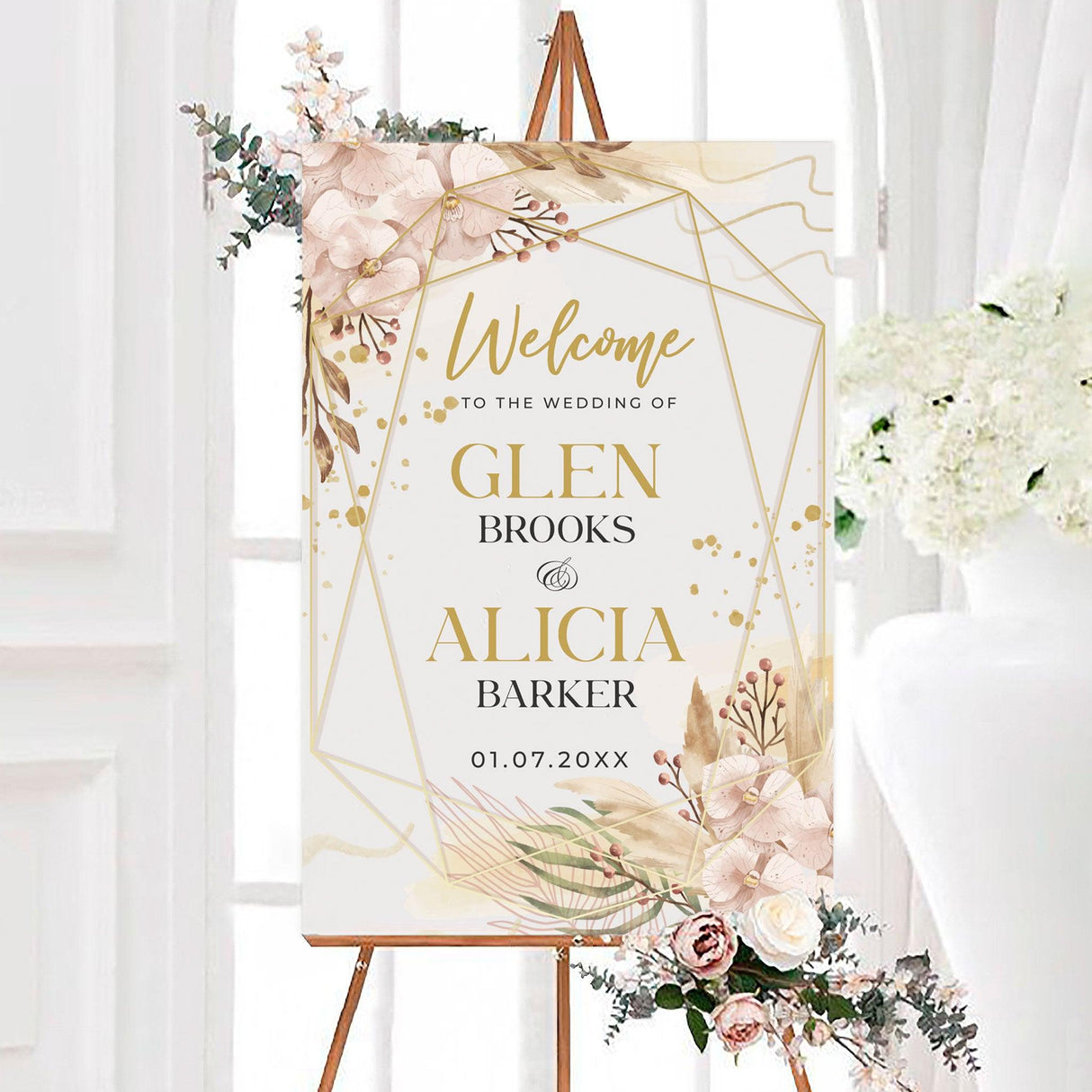 Geometric Boho Floral Invitations - goprintplus