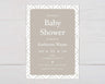 Modern geometric baby shower invitation professionally printed on premium cardstock. Customizable with event details. Elegant and contemporary design.