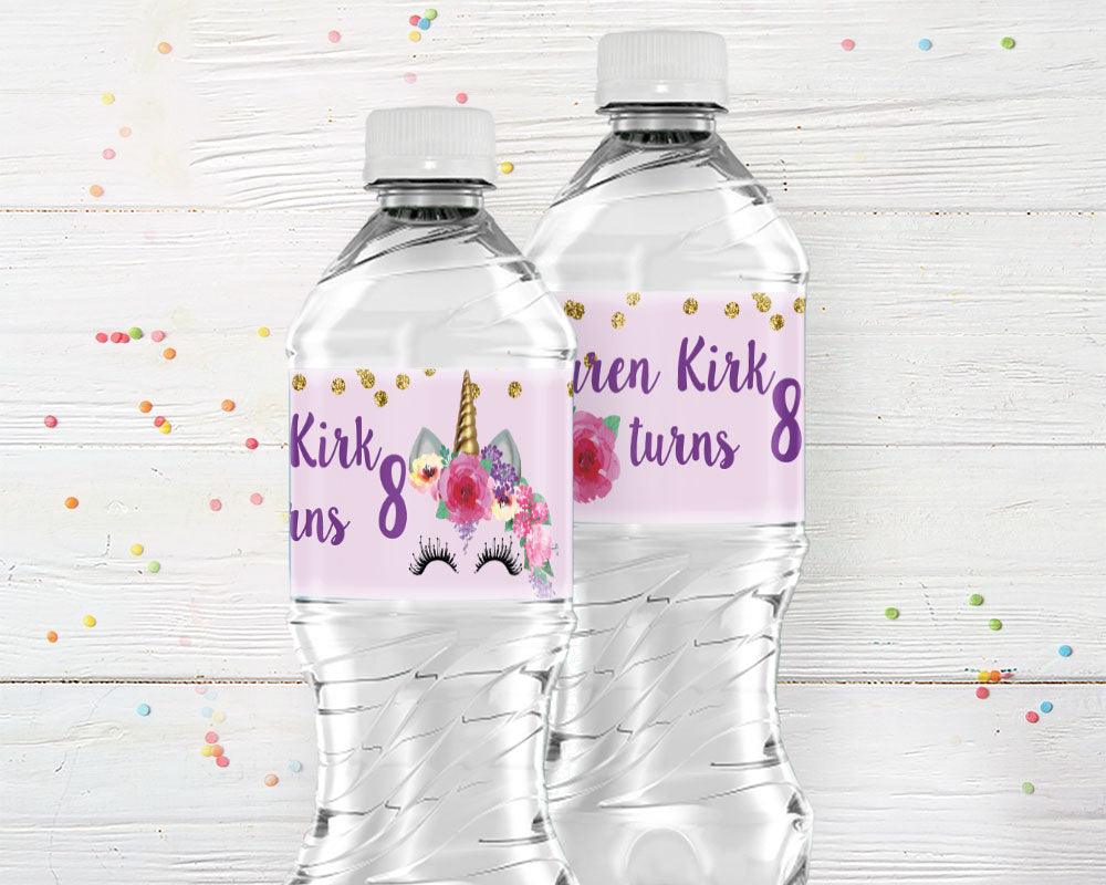 Glitter Unicorn Water Bottle Labels - goprintplus