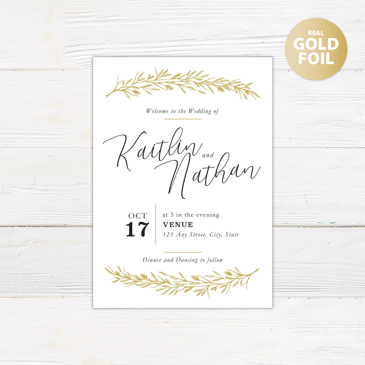 Gold Branch Foil Invitation - goprintplus