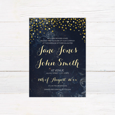 Gold Dot Confetti Invitations - goprintplus