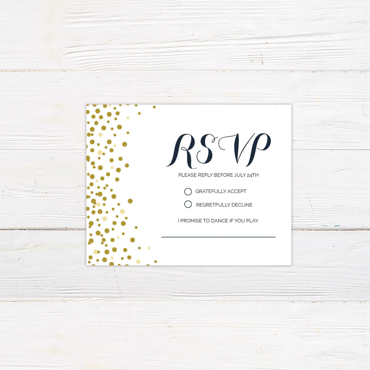Gold Dot Confetti Invitations - goprintplus
