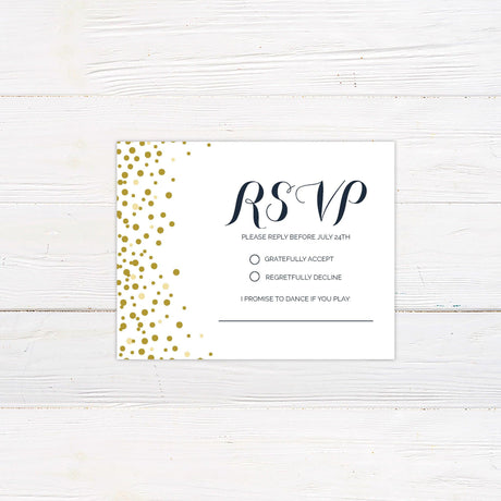 Gold Dot Confetti Invitations - goprintplus