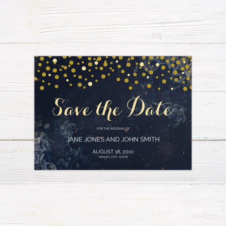 Gold Dot Confetti Invitations - goprintplus