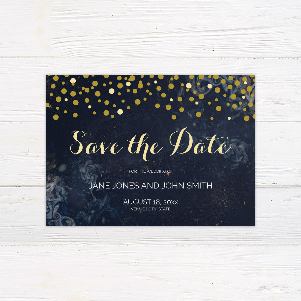 Gold Dot Confetti Save The Date - goprintplus