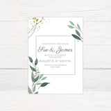 Gold Flake Greenery Invitations - goprintplus