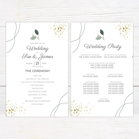 Gold Flake Greenery Invitations - goprintplus