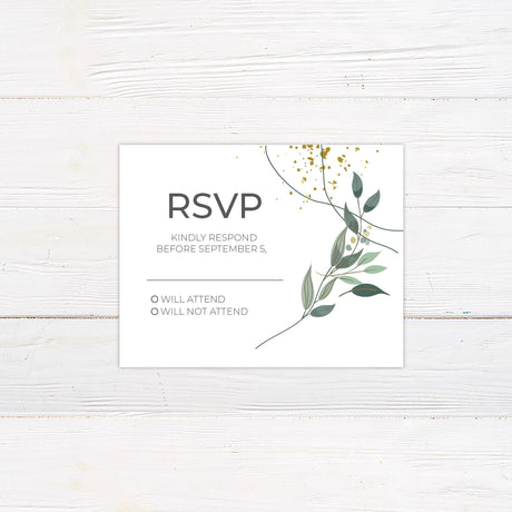 Gold Flake Greenery RSVP - goprintplus