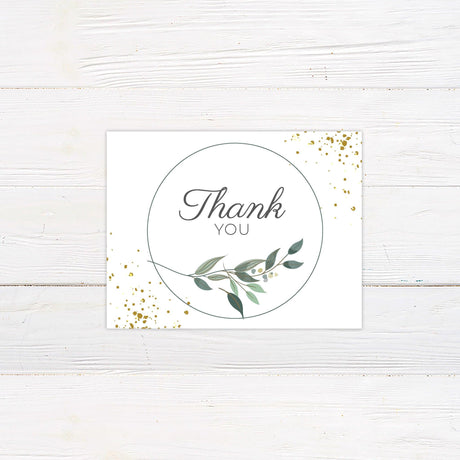 Gold Flake Greenery Thank You Card - goprintplus