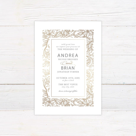 Gold Floral Sketch Invitations - goprintplus