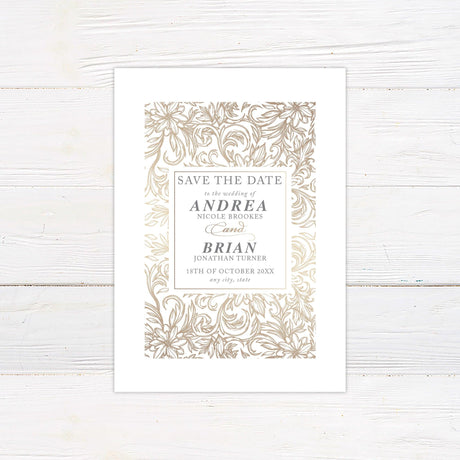 Gold Floral Sketch Invitations - goprintplus