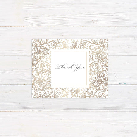 Gold Floral Sketch Thank You Card - goprintplus