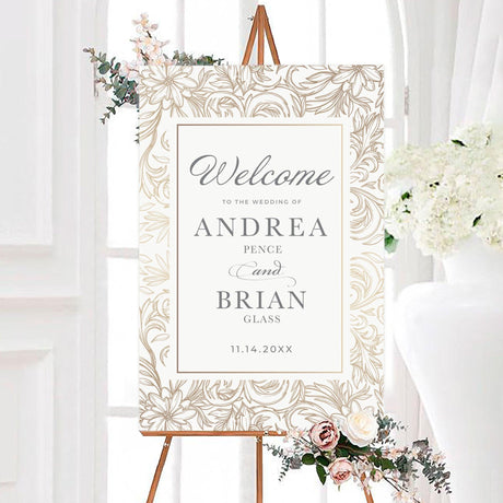 Gold Floral Sketch Invitations - goprintplus