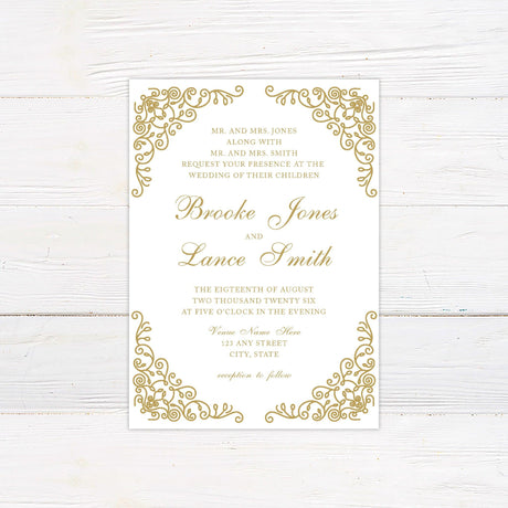 Gold Fringe Invitations - goprintplus