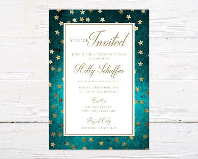 Gold Star Birthday Invitation - goprintplus